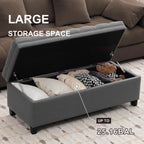 51" Storage Ottoman for Bedroom & Living Room, End of Bed Bench with Black Wooden Legs, Linen Upholstered Tufted Ottoman, Entryway Storage Bench,Dark Grey