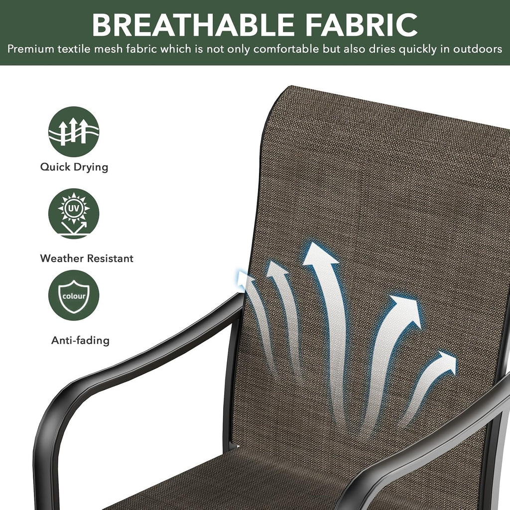 Anmutig Patio Swivel Dining Chair, Outdoor Metal Chair with Textilene Mesh Fabric Patio Furniture Set Porch Chairs with Metal Rocking Frame for Lawn Garden Backyard Light Tan/Grey