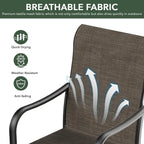 Anmutig Patio Swivel Dining Chair, Outdoor Metal Chair with Textilene Mesh Fabric Patio Furniture Set Porch Chairs with Metal Rocking Frame for Lawn Garden Backyard Light Tan/Grey