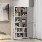 White Steel Kitchen Pantry Storage Cabinet with Adjustable Shelves Heavy Duty Metal Cabinet for Kitchens Bathrooms Living Rooms