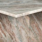 Eyely BTM1104A Thorne 18.5" Contemporary Natural Marble Handmade T-Shaped End Table, Side Table for Bedroom, Living Room, Gray/Beige