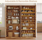 Tribesigns 70.86" Tall Kitchen Pantry Cabinet, Farmhouse Storage Cabinet with 4 Slatted Doors and 9 Storage Shelves, Rustic Wooden Cupboard for Kitchen, Dining Room, Living Room, Brown