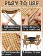 Biggun 459ft Wicker Repair Kit with Tangle-Free Reel - Rattan Patio Chair Repair Kit for Wicker Furniture Sofas, Premium New Materials Basket Weaving Webbing Replacement Parts (Light Brown)