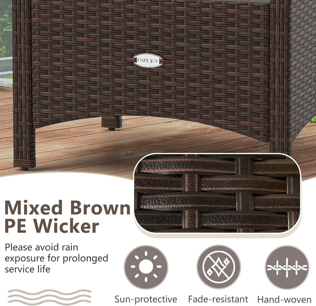 RELAX4LIFE Wicker Outdoor Ottomans for Patio - Set of 2 Rattan Footstools w/Removable Cushions, Multipurpose Outside Foot Rest, Side Table & Additional Seating for Porch Garden Backyard (Beige)