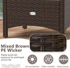 RELAX4LIFE Wicker Outdoor Ottomans for Patio - Set of 2 Rattan Footstools w/Removable Cushions, Multipurpose Outside Foot Rest, Side Table & Additional Seating for Porch Garden Backyard (Beige)