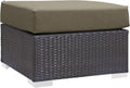 Modway Convene Wicker Rattan Outdoor Patio Square Ottoman with Cushions in Espresso Mocha