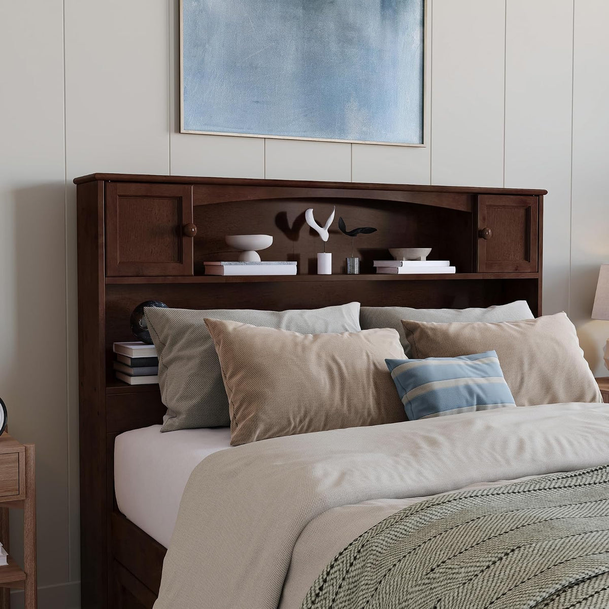 AFI, Newport Full Bookcase Headboard, Walnut