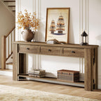 Tribesigns 70.9-Inch Long Console Table with 3 Drawers, Farmhouse Entryway Table with Storage, Rectangular Narrow Sofa Table Behind the Couch, Accent Table for Hallway, Living Room, Entry, Brown