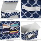 Univivi Fabric Foldable Storage Boxes [4-Pack] Large Collapsible Stackable Storage Bins with Lids, Closet Organizers and Storage Cube Basket for Home, Office, Bedroom (Blue Lantern, 17”x 12” x 12”)