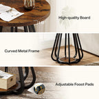 Tribesigns Round End Table with Storage, 2-Tier Side Table with Metal Frame and Lower Shelf, Small Accent Table Nightstand for Living Room, Bedroom, Small Spaces, Vintage Brown & Black