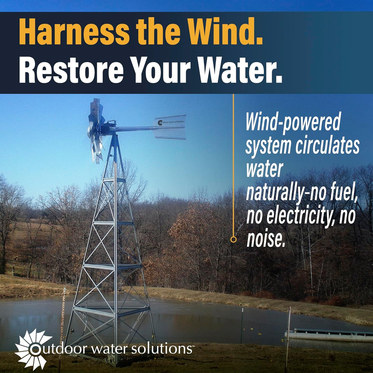 Outdoor Water Solutions AWS0012 16-Feet Galvanized 3-Legged Aeration System Windmill