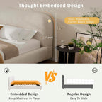 Queen Size Bed Frame, Cloud Upholstered Boucle Platform Beds Frames
