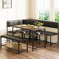 Concho Kitchen Breakfast Nook Table Set with Soft Seat, Corner Dining Table Set for 4-6 People, Dining Room Sets for 4, Space Saving Kitchen Booth Seating with Table for Small Space, Coffee Brown
