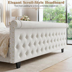 King Size Bed Frame with 51.2" Tall Lighted Storage Headboard and Charging Station, Velvet Upholstered Tufted Wingback Platform Bed with Footboard, No Box Spring Needed, Noise-Free