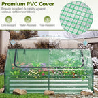 SAFSTAR Raised Garden Bed with Cover, 6FT x 3FT x 3FT Galvanized Bottomless Garden Bed with Greenhouse, Dual 2-Tier Roll-Up Windows, Outdoor Metal Planter Box Kit with Cover (Green)