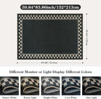 OJIA Easy Jute 5x7 Area Rugs, Washable Outdoor Patio Rug for Living Room Checkered Border Indoor Outdoor Rugs Farmhouse Non-Slip Black Carpet Geometric Rug for Backyard Entryway Dining Room