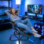 GTPLAYER Gaming Chair for Adults, Big and Tall 300LBS Heavy Duty Office Chair with Footrest, Ergonomic High Back Lumbar Support and Wide Comfy Cushion with Linkage Armrests for Home Office, Blue