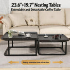 Set of2 Nesting Coffee Tables, Space‑Saving Side Table Set,Black | Stackable Design, Mid‑Century Modern Style, Multi‑Scene Usage, Ideal For Living Room, Bedroom And Balcony Decor