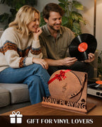 BS-VOG Now Playing Vinyl Record Stand, Tabletop Holder, Gift for LP Lover | Displays Current Album, Real Vinyl-Like Groove Feel, Easy to Assembly, Now Spinning Vinyl Stand Storage for Albums Magazine