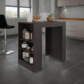 Kitchen Island with Dining Surface and Storage Shelves | Includes three accessible side shelves for kitchen storage