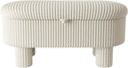 Merax Modern Storage Ottoman, Corduroy Upholstered Bench with Cylinder Legs, Wooden Bedroom Storage Seat, Beige Entryway Shoe Bench for Living Room, Bedroom