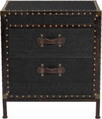 Baxton Studio Laura Vintage Black Canvas 2-Drawer End Table Trunk