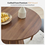31.5" Round Dining Table for 2-4 People, Modern Small Kitchen & Dining Room Table with Pedestal Base, Space Saving Farmhouse Wood Table for Apartment & Small Spaces, Walnut