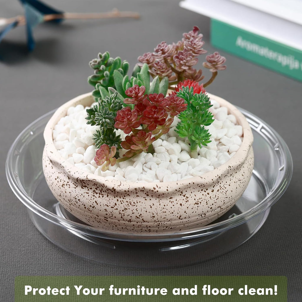 Plant Saucer 40 Pack Plant Trays for Pots 8 Inch Plastic Plant Saucers for Outdoors and Indoors Clear Drip Trays for Potted Plants Flower Pot Plates to Catch Water Plant Drainage Dishes No Holes