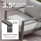 KISLOT Aluminum Outdoor Patio Furniture Armchairs,Outside Patio Sofa with Washable Thick Cushion, Patio Sofa Couch Set of 2 for Porch, Balcony, Deck, Yard,Gray Aluminum Frame