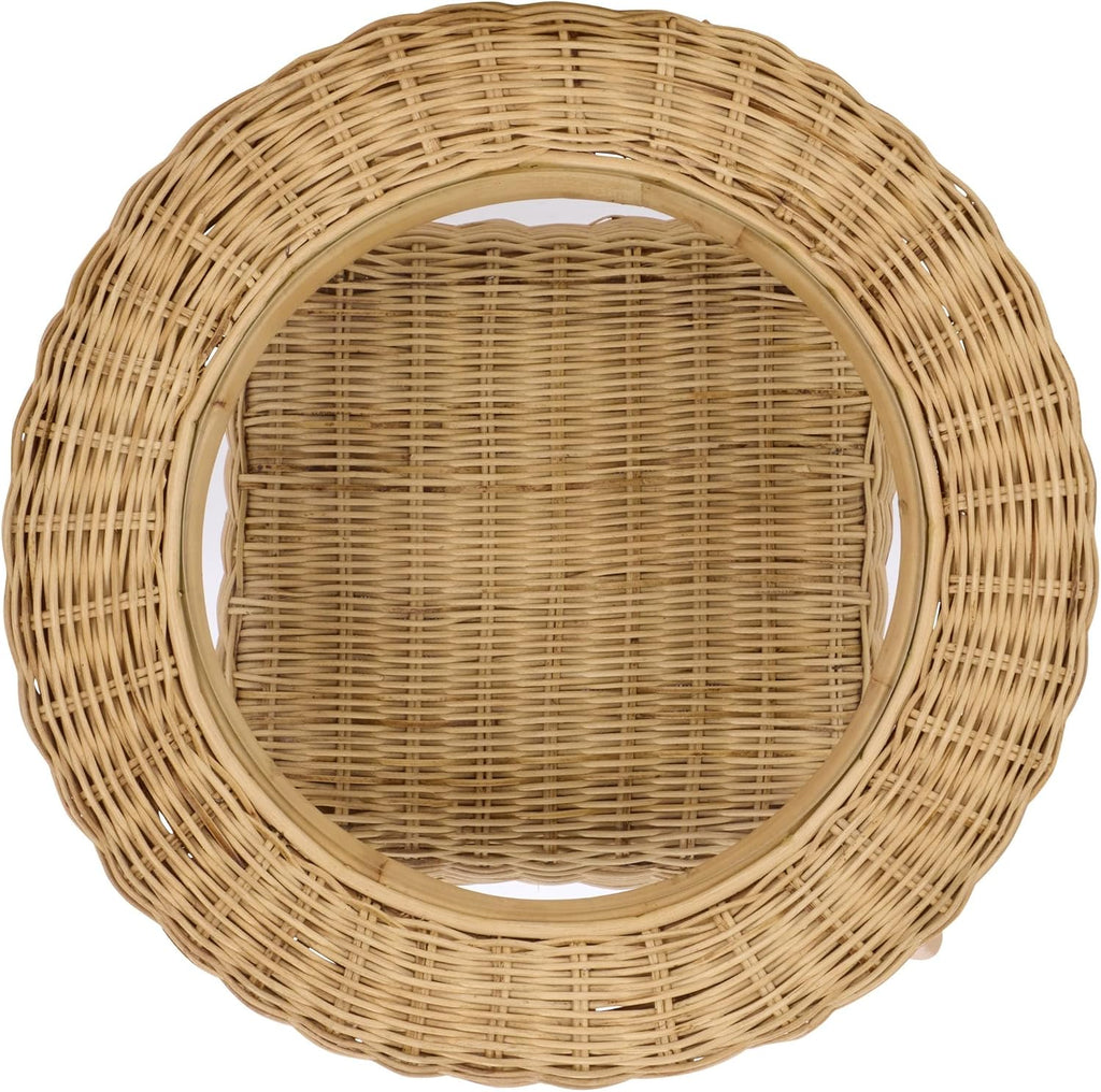 SAFAVIEH Home Collection - Damary Natural Rattan Accent Table, Round Glass Top, Coastal Boho Design, Fully Assembled (ACC6509A)