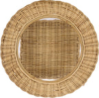 SAFAVIEH Home Collection - Damary Natural Rattan Accent Table, Round Glass Top, Coastal Boho Design, Fully Assembled (ACC6509A)