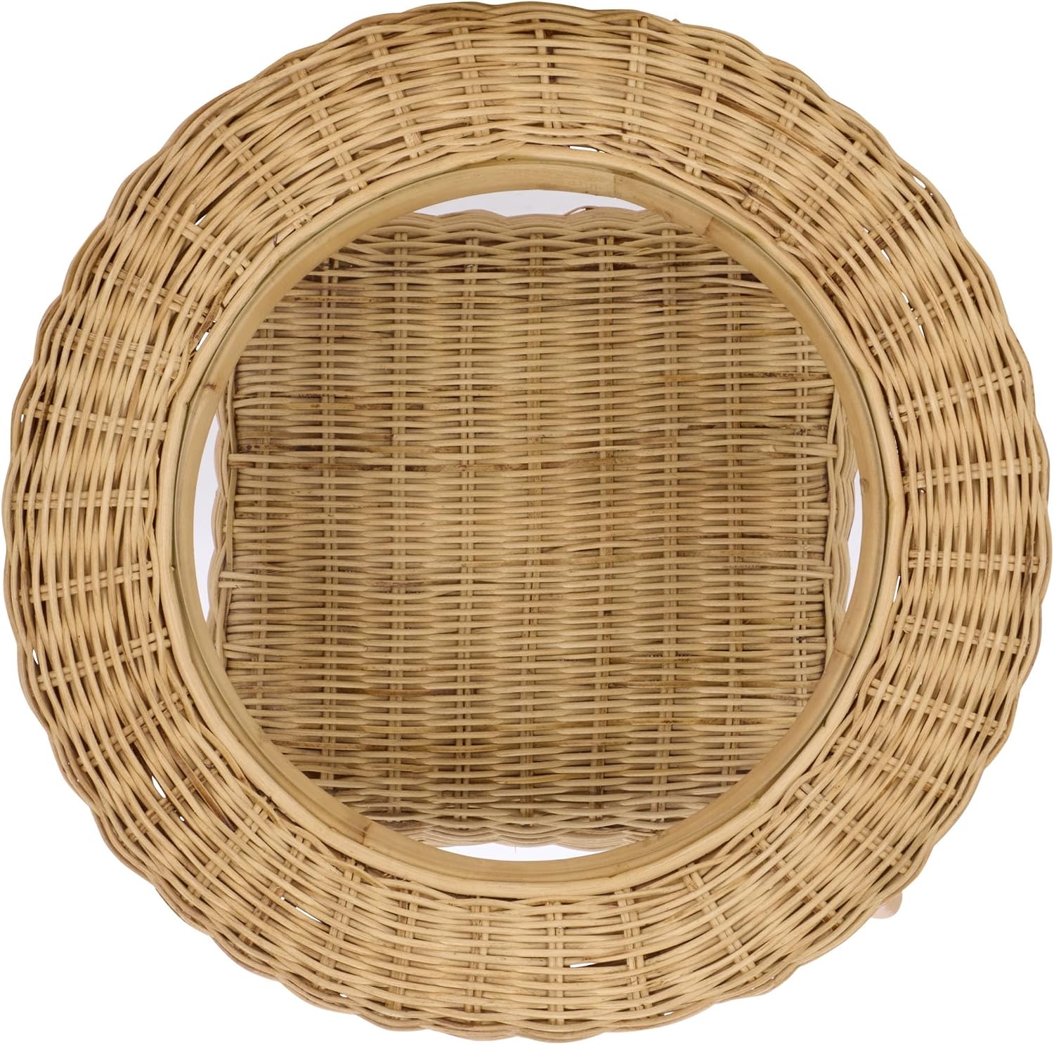 SAFAVIEH Home Collection - Damary Natural Rattan Accent Table, Round Glass Top, Coastal Boho Design, Fully Assembled (ACC6509A)