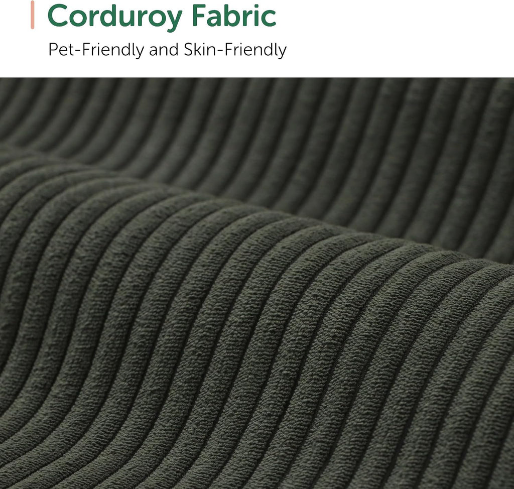 HONBAY Modern Corduroy Ottoman Module Sofa, Ottoman Bench with Storage, Green