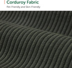HONBAY Modern Corduroy Ottoman Module Sofa, Ottoman Bench with Storage, Green