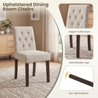Upholstered Dining Chairs Set of 2, Modern Fabric Dining Chairs with Tufted Design, Kitchen Side Chairs, Farmhouse Dinner Chair with Wood Legs for Kitchen Restaurant Living Room, Beige