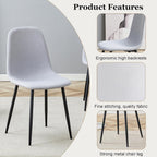 Round Dining Table Set for 4, Rustic 36" Circle Kitchen Table and 4 Gray Linen-Cotton Dining Chairs, Solid Metal Frame, Space Saving Wood Small Kitchen & Dining Room Furniture