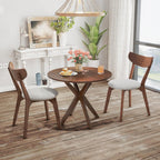 NAFORT Round Dining Table Set for 2, Mid-Century Modern Table and Chairs, Wood Kitchen Table w/Cushioned Chairs, Compact 3 Piece Dinette Set for Office, Bistro, Small Spaces, Kitchen, Restaurant