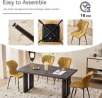 Modern Upholstered Dining Chairs Set of 4, Yellow(Only Chairs) | Armless Curved Backrest Dining Room Chair Water Resistant Fabric Kitchen Chairs with Adjustable Foot Pads for Living Room