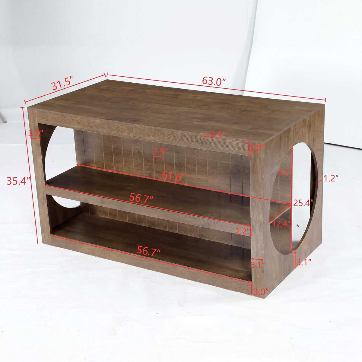 Tribesigns 63-Inch Kitchen Island with Seating and Storage | 3-Tier Farmhouse Island Table with Large Countertop for Kitchen, Dining Room, Brown