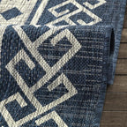 Antep Rugs Patio 6x9 Outdoor/Indoor Southwest Aztec Native Area Rug (Blue, 6'7" x 9')