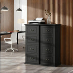 Tribesigns 4-Drawer File Cabinet for A4/Letter/Legal Files, Black | Tall Wooden Filing Cabinet, Vertical File Storage Printer Stand with Hanging Rails for Home Office, Modern Vintage Style