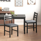 WiberWi Dining Table Set for 4, Solid Wood Kitchen Table and Chairs Set of 4, 43.3” Space-Saving Mid Century Modern Dining Room Table with Upholstered Chairs, Black