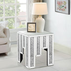Crushed Diamond Side Table, Mirrored Accent End Table & Sofa Table for Living Room, Luxury Bling Crystal Nightstand, Fully Assembled Drop-Tested Packaging for Bedroom, Entryway