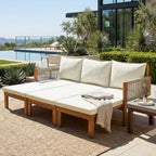 Outdoor Daybed Patio Sofa Bed 3 Seat Sunbed,Sleeper Couch for Patio, Backyard, Pool (Beige/3)