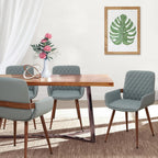 LUNLING Mid Century Modern Faux Leather Dining Room Chairs,Upholstered Seat Metal Legs Chairs Blue Faux Leather Kitchen Chair Reception Room Chair,1PCS