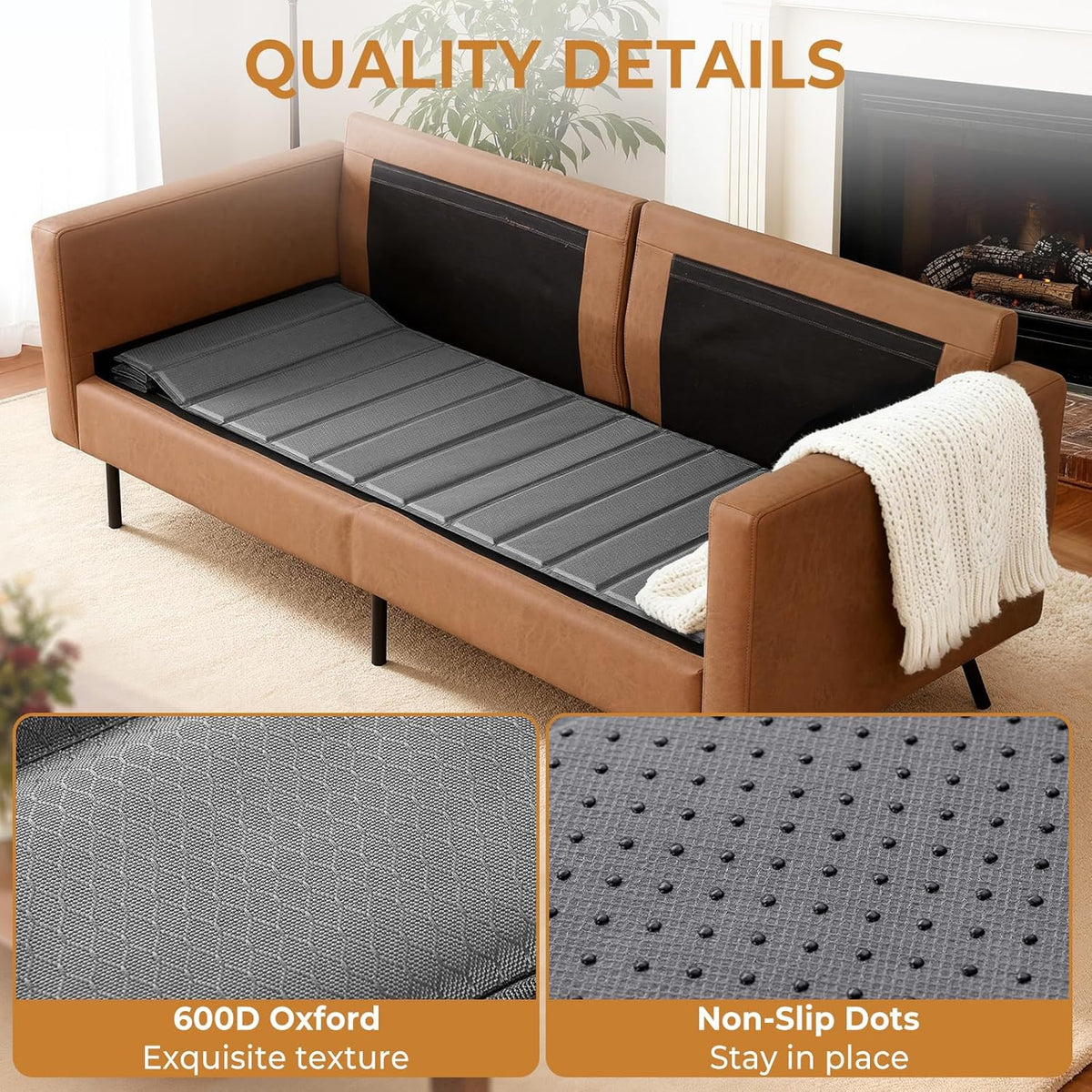 Heavy Duty Couch Cushion Support Board for Sagging Sofa, 24''x72''Wide Sofa, Thick Reinforced Wood Boards Add Strong Seat Supports, Under Couch Insert with Anti-Slip Dots, Grey