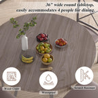 VECELO 5 Piece Dining Table Set for 4, Wood Grain Dinette with Chairs for Kitchen, Breakfast Nook, Small Space, Light Grey