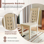 GIANTEX Wooden Dining Chairs Set of 2, Kitchen Chair w/Rubber Wood Frame & Leaf-Shaped High Back, Max Load 400 LBS, Farmhouse Armless Dinette Side Chairs for Living Room Restaurant, Cream White