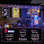 QITONG 500 LED Red White and Blue String Lights, 165ft 4th of July Decorations Lights Plug in Outdoor Indoor, 8 Modes Patriotic Light Green Wire for Independence Memorial Day Decor