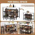 DKLGG Kitchen Island with Stools & Storage, Modern Dining Table Set for 2, 3 Piece Kitchen & Dining Room Sets Island Table for Small Space, Apartment, Home Bar, White